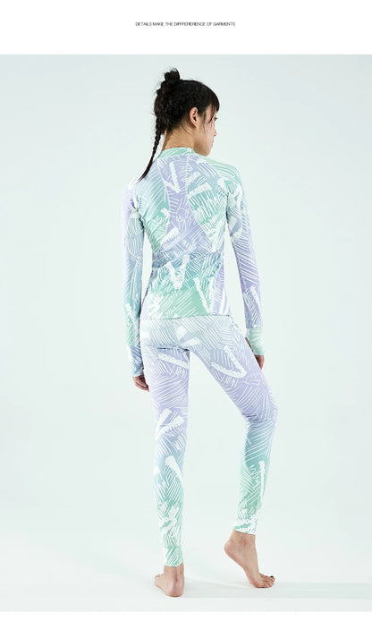 Womens 2 Piece Ultra Soft Winter Ski Quick Dry Base Layering Set Microfiber Fleece Thermal Underwear Plus Pants Set