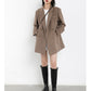 Women's Wool Blend Coat Solid Mid Long Woollen Blazer Thick Warm Blouse Overcoat Office Autumn Winter Jacket