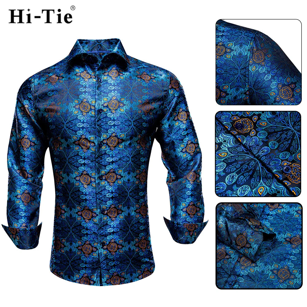 Men's Shirts Paisley Floral Silk Gold Long Sleeve Business Party Wedding Dress Shirts The Clothing Company Sydney