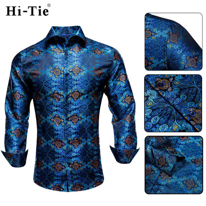 Men's Shirts Paisley Floral Silk Gold Long Sleeve Business Party Wedding Dress Shirts The Clothing Company Sydney