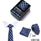 4 Piece Tie Pocket Squares Cufflink Set Necktie Blue Striped Man Wedding Accessories Fit Workplace Holiday Gift Box The Clothing Company Sydney