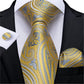 Men's Tie Luxury Yellow Blue Striped Paisley Plaid Silk Wedding Tie For Men's Designer Hanky Cufflinks Gift Tie Set The Clothing Company Sydney