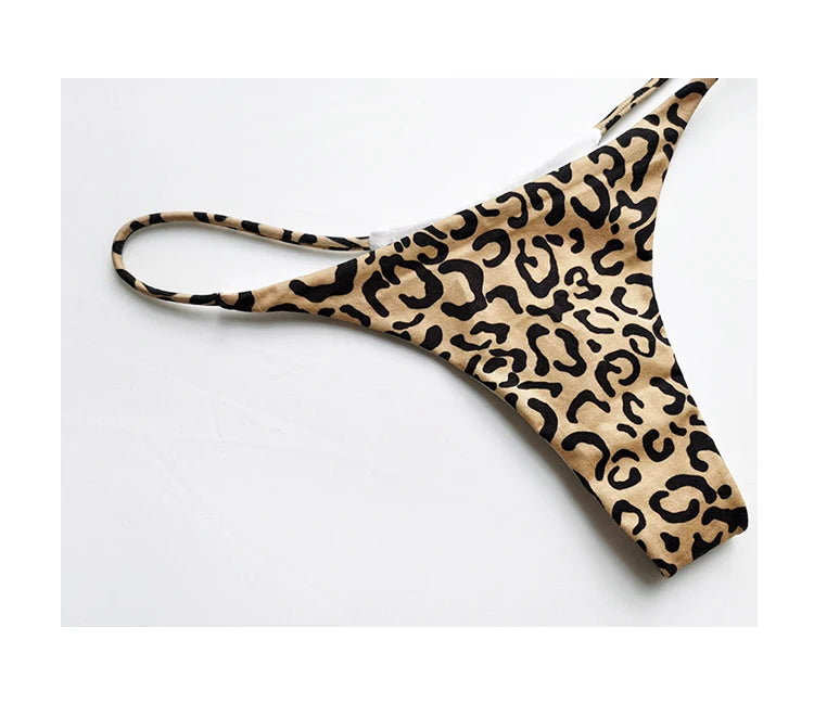 Cotton Leopard G String Women Panties Briefs Thong Low Waist T-back Bikini Underwear Seamless Lingerie