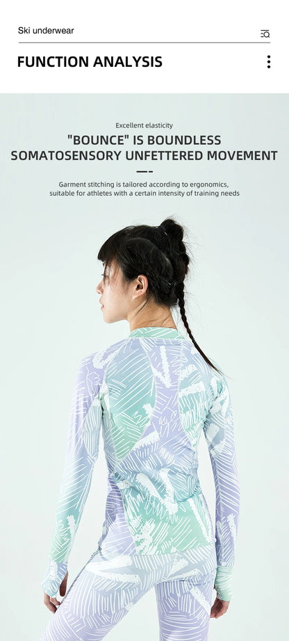 Womens 2 Piece Ultra Soft Winter Ski Quick Dry Base Layering Set Microfiber Fleece Thermal Underwear Plus Pants Set