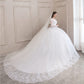 Luxury Full Sleeve V-neck Bride Dress With Train Ball Gown Princess Classic Wedding Gowns Wedding Dress The Clothing Company Sydney