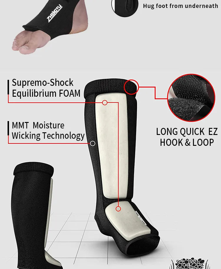 Cotton Boxing Shin Guards MMA Instep Ankle Protector Foot Protection TKD Kickboxing Pad Muaythai Training Leg Support Protectors The Clothing Company Sydney