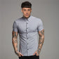 Slim Fit Button Short Sleeve Shirts Men Casual Sportswear Dress Shirt Male Hipster Shirts Tops Fitness Clothing The Clothing Company Sydney