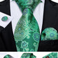 Men's Tie Teal Green Paisley Novelty Design Silk Wedding Tie for Men Handky cufflink Tie Set Party Business Fashion Set The Clothing Company Sydney