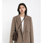 Women's Wool Blend Coat Solid Mid Long Woollen Blazer Thick Warm Blouse Overcoat Office Autumn Winter Jacket