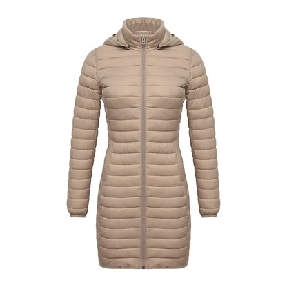 Winter Women Loose Long Parka Coat With Detachable Hood Ultralight Portable Warm Padded Cotton Outerwear Jacket