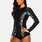 Women Long Sleeve Zipper Rashguard Top Floral Print Rush guard Swimwear Surfing UPF50+ Swimwsuit The Clothing Company Sydney