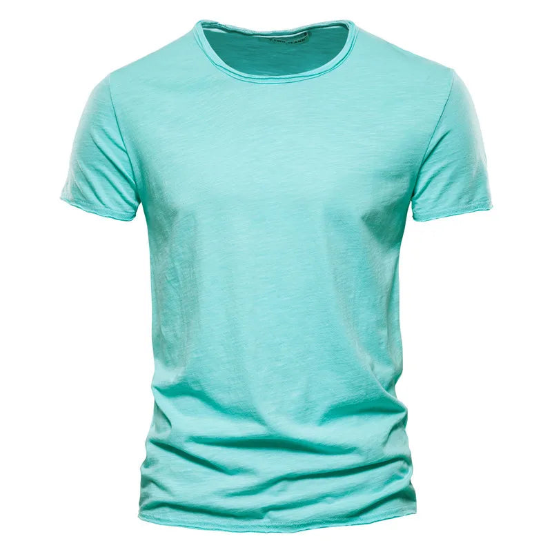 100% Cotton Men's T-shirt Casual Soft Fitness Summer T-shirts O-Neck Short Sleeve Top