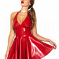 Summer Dress for Women Black Red PVC Imitation Leather Dress Patent Leather Skirt Novelty Cosplay Costume The Clothing Company Sydney