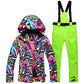 Women's Snow Suit Winter Outdoor Snowboarding Clothing Waterproof Skiing Costume Sets Jackets + Belt Pants