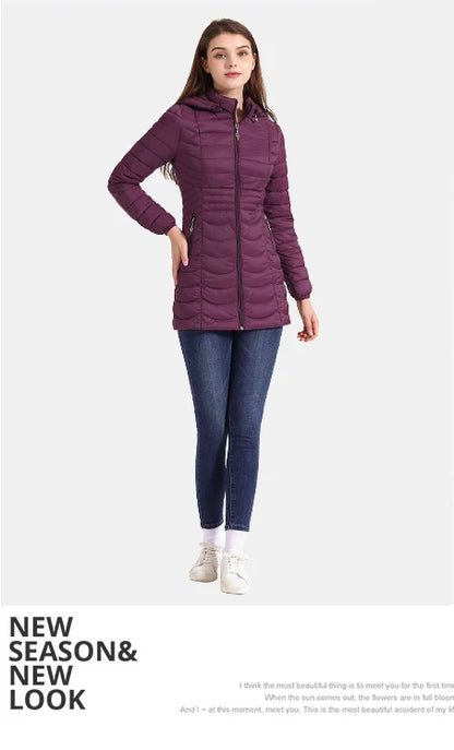 Winter Ultralight Warm Long Parka Coat Hooded Women Outdoor Padded Cotton Clothing Outerwear Jacket