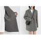 Women's Wool Blend Coat Solid Mid Long Woollen Blazer Thick Warm Blouse Overcoat Office Autumn Winter Jacket