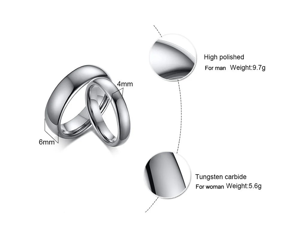 Anti Scratch Tungsten Wedding Rings for Women Men Simple Classic Wedding Bands for Couples Basic Jewelry