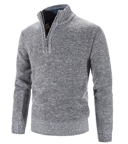 Long Sleeve Knitted Sweater Men Pullovers Solid Color Zipper Mock Neck Slim Fit Knit Pullovers Casual Sweater The Clothing Company Sydney