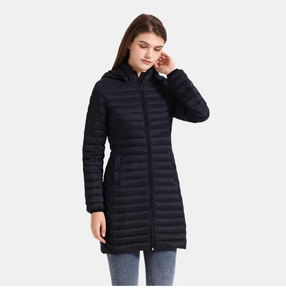 Winter Women Loose Long Parka Coat With Detachable Hood Ultralight Portable Warm Padded Cotton Outerwear Jacket