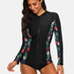 Women Long Sleeve Zipper Rashguard Top Floral Print Rush guard Swimwear Surfing UPF50+ Swimwsuit The Clothing Company Sydney