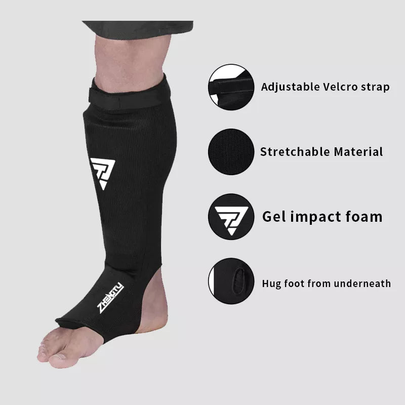 Cotton Boxing Shin Guards MMA Instep Ankle Protector Foot Protection TKD Kickboxing Pad Muaythai Training Leg Support Protectors The Clothing Company Sydney