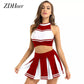 2 Piece Cheerleader Costume Women Adult Cheerleading Uniform Dancing Outfit Sleeveless Crop Top with Mini Pleated Skirt The Clothing Company Sydney