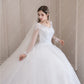 Luxury Full Sleeve V-neck Bride Dress With Train Ball Gown Princess Classic Wedding Gowns Wedding Dress The Clothing Company Sydney