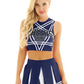 Women's Cheerleading Uniform Cosplay Set Backless Crop Top Mini Pleated Skirt Carnival Party Halloween Costume