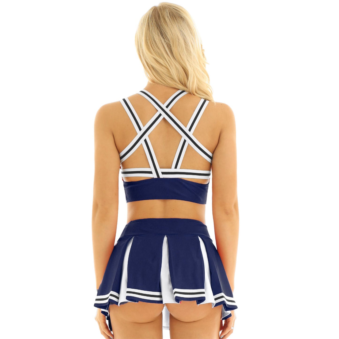 Women's Cheerleader Cosplay Costume Uniform Outfit Stand Collar Crop Top with Mini Pleated Skirts Carnival Cheerleading Suit The Clothing Company Sydney