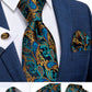 Men's Tie Teal Green Paisley Novelty Design Silk Wedding Tie for Men Handky cufflink Tie Set Party Business Fashion Set The Clothing Company Sydney