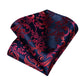 5 Piece Designer Blue Red Paisley Ties Wedding Party Neck Tie Luxury Tie Ring Brooch Silk Tie Set Gift For Men