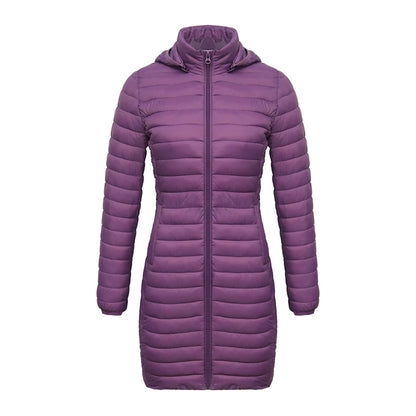 Winter Women Loose Long Parka Coat With Detachable Hood Ultralight Portable Warm Padded Cotton Outerwear Jacket