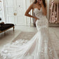 Ivory Mermaid Wedding Dresses Lace Appliques Tulle Bridal Gowns with Train Sweetheart Spaghetti Strap Vintage Gown The Clothing Company Sydney