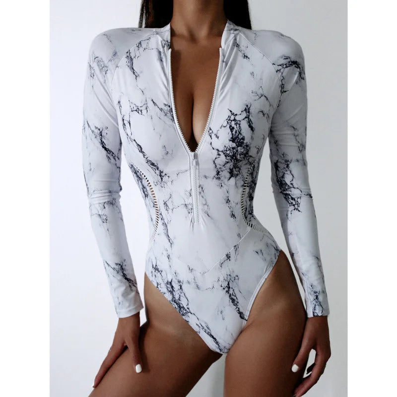 One Piece Swimsuit For Sports Surfing Long Sleeve Swimwear Women's Bodysuit Swimming Bathing Suit Beachwear Pool Bather The Clothing Company Sydney