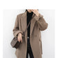 Women's Wool Blend Coat Solid Mid Long Woollen Blazer Thick Warm Blouse Overcoat Office Autumn Winter Jacket