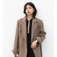 Women's Wool Blend Coat Solid Mid Long Woollen Blazer Thick Warm Blouse Overcoat Office Autumn Winter Jacket