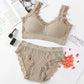 2 Piece Lace Underwear Set Padded Bra Set Women's Underwear Brassiere Fitness Crop Top Set