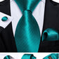 Men's Tie Teal Green Paisley Novelty Design Silk Wedding Tie for Men Handky cufflink Tie Set Party Business Fashion Set The Clothing Company Sydney