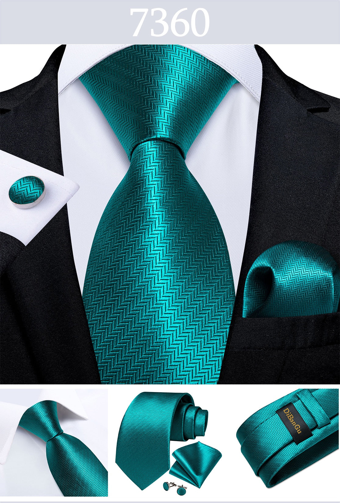 Men's Tie Teal Green Paisley Novelty Design Silk Wedding Tie for Men Handky cufflink Tie Set Party Business Fashion Set The Clothing Company Sydney
