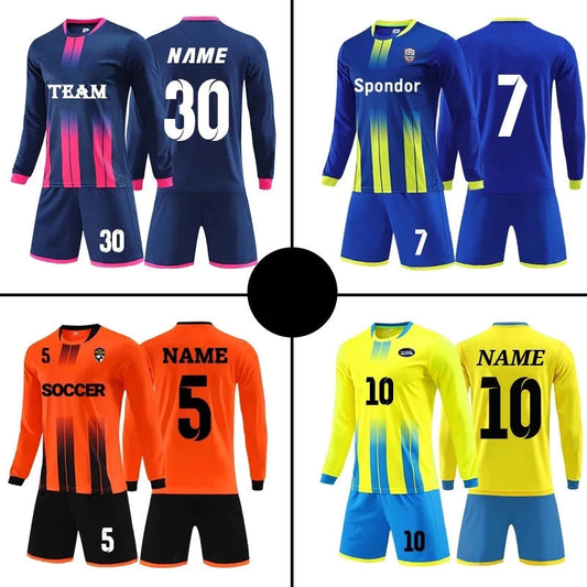 Long sleeve Customised Football Kits Kids Adult Soccer Jerseys Set Training Uniforms Sport Sets The Clothing Company Sydney