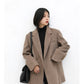 Women's Wool Blend Coat Solid Mid Long Woollen Blazer Thick Warm Blouse Overcoat Office Autumn Winter Jacket