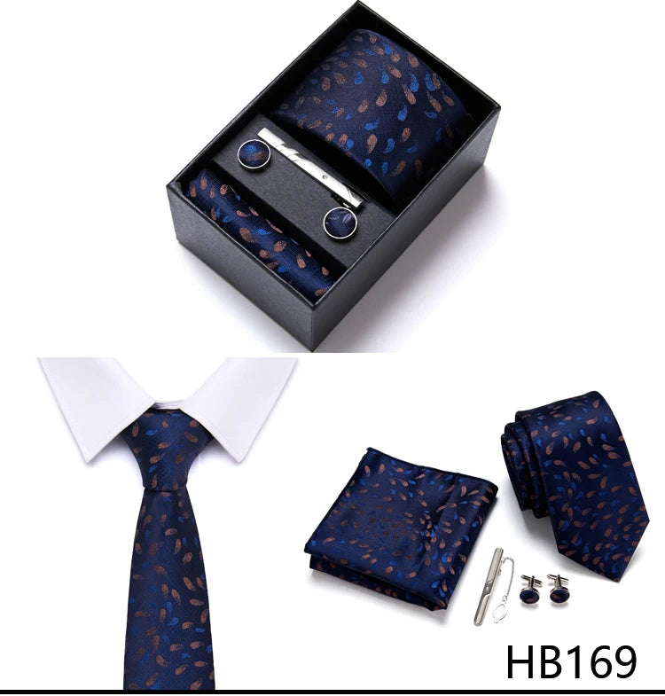 4 Piece Tie Pocket Squares Cufflink Set Necktie Blue Striped Man Wedding Accessories Fit Workplace Holiday Gift Box The Clothing Company Sydney