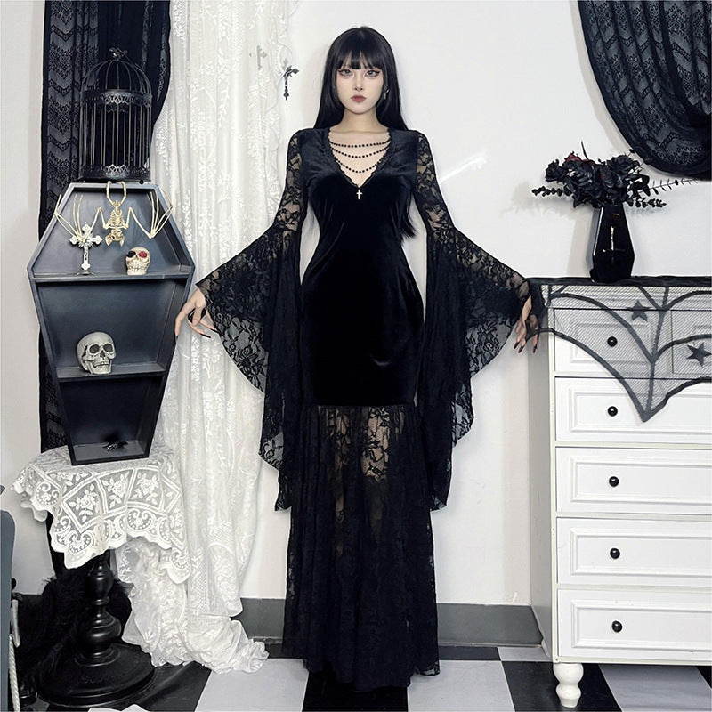 Women's Halloween Costume Batwing Sleeve Black Gothic Dress The Clothing Company Sydney