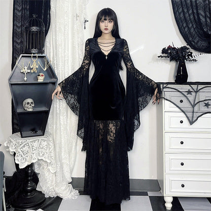 Women's Halloween Costume Batwing Sleeve Black Gothic Dress The Clothing Company Sydney