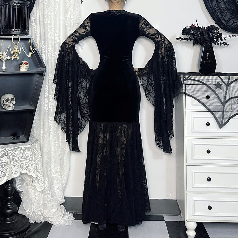 Women's Halloween Costume Batwing Sleeve Black Gothic Dress The Clothing Company Sydney
