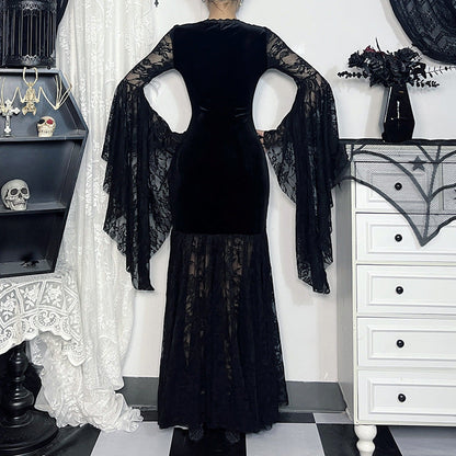 Women's Halloween Costume Batwing Sleeve Black Gothic Dress The Clothing Company Sydney