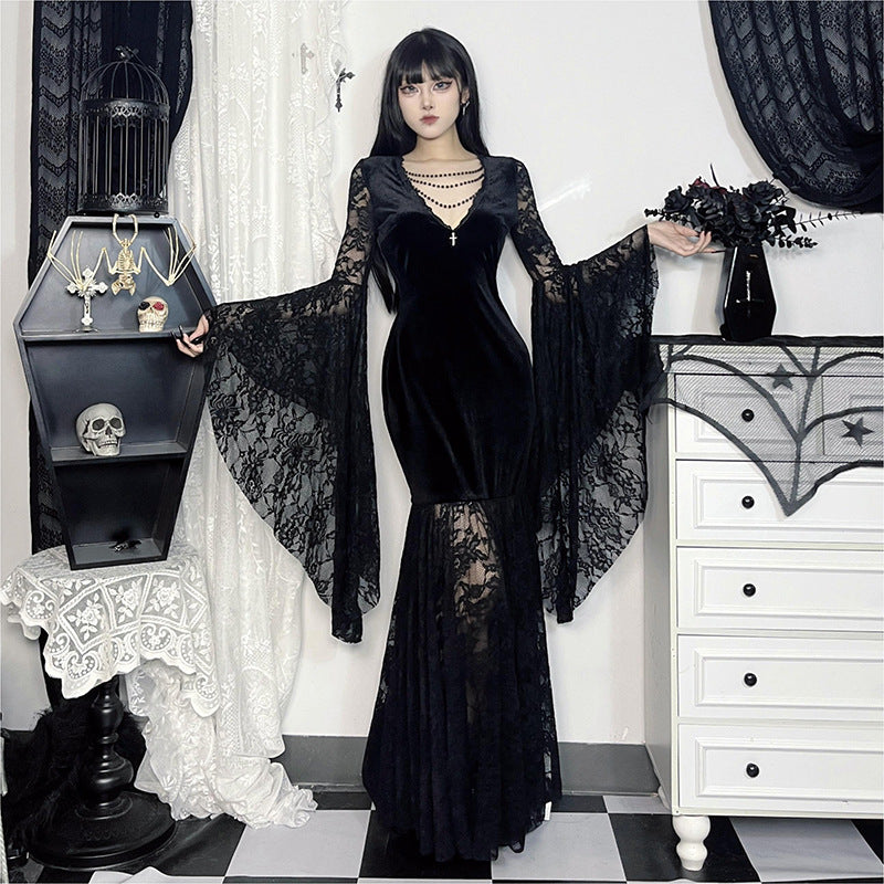 Women's Halloween Costume Batwing Sleeve Black Gothic Dress The Clothing Company Sydney