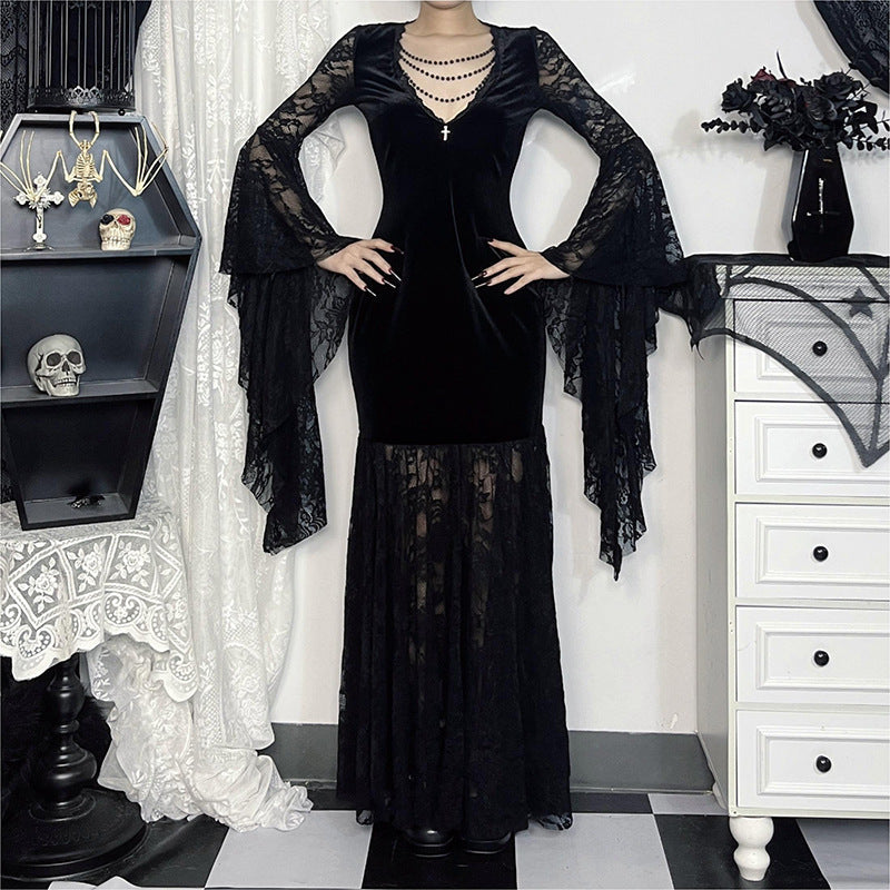 Women's Halloween Costume Batwing Sleeve Black Gothic Dress The Clothing Company Sydney
