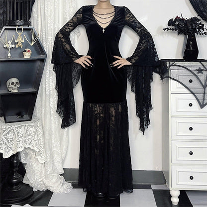 Women's Halloween Costume Batwing Sleeve Black Gothic Dress The Clothing Company Sydney