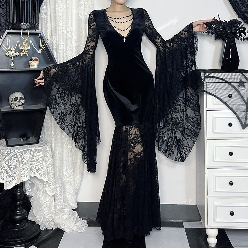 Women's Halloween Costume Batwing Sleeve Black Gothic Dress The Clothing Company Sydney